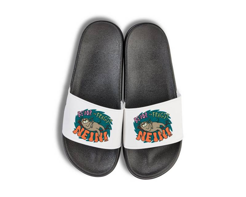 Youth Designz Faultier Nein Unisex Badelatschen Flip Flops Badeschuh mit lustigen Spruch für Damen und Herren von Youth Designz