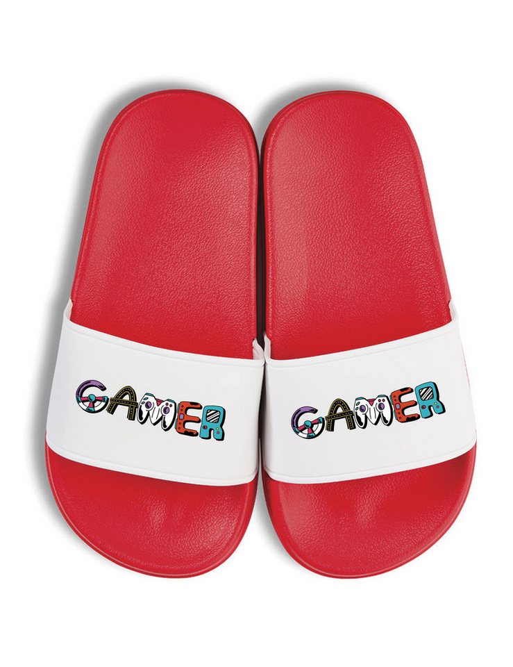 Youth Designz Gamer Kinder Badelatschen Flip Flops Fun-Print lustig Geschenk Badeschuh mit witzigen Aufdruck für Kinder Statement von Youth Designz