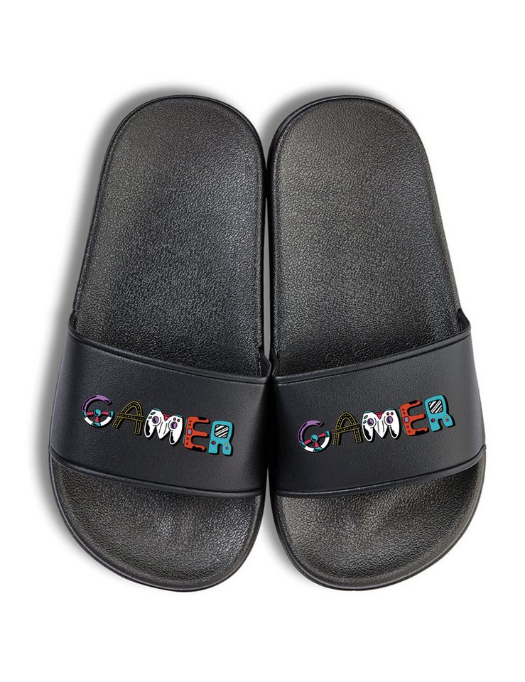 Youth Designz Gamer Kinder Badelatschen Flip Flops Fun-Print lustig Geschenk Badeschuh mit witzigen Aufdruck für Kinder Statement von Youth Designz