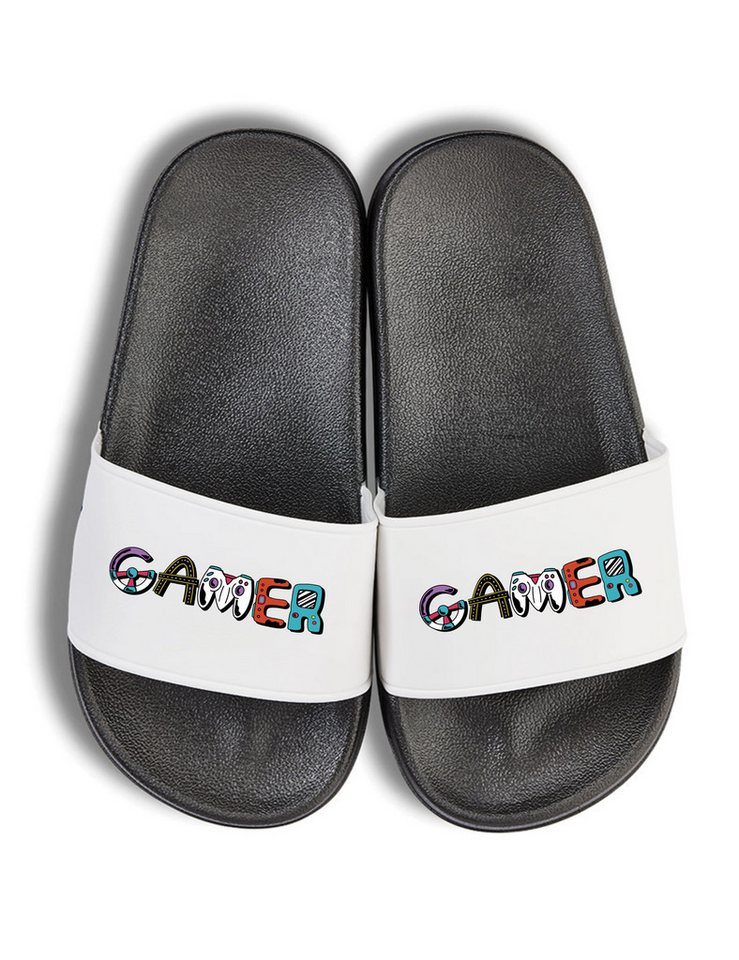 Youth Designz Gamer Kinder Badelatschen Flip Flops Fun-Print lustig Geschenk Badeschuh mit witzigen Aufdruck für Kinder Statement von Youth Designz