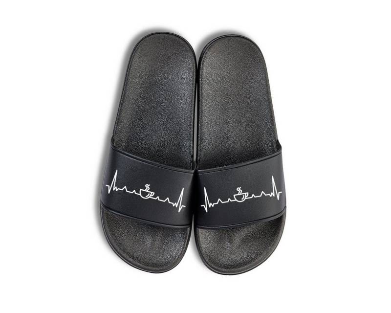 Youth Designz Heartbeat Kaffee Unisex Badelatschen Flip Flops Badeschuh mit lustigen Logo für Damen und Herren von Youth Designz