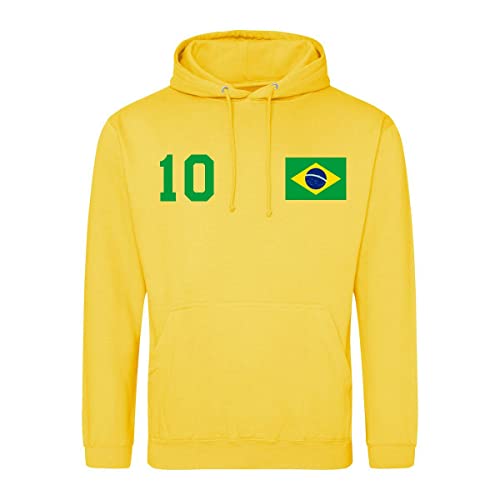 Youth Designz Herren Brasilien Hoodie Trikot Pullover mit Wunschname & Nummer - Gelb XL von Youth Designz