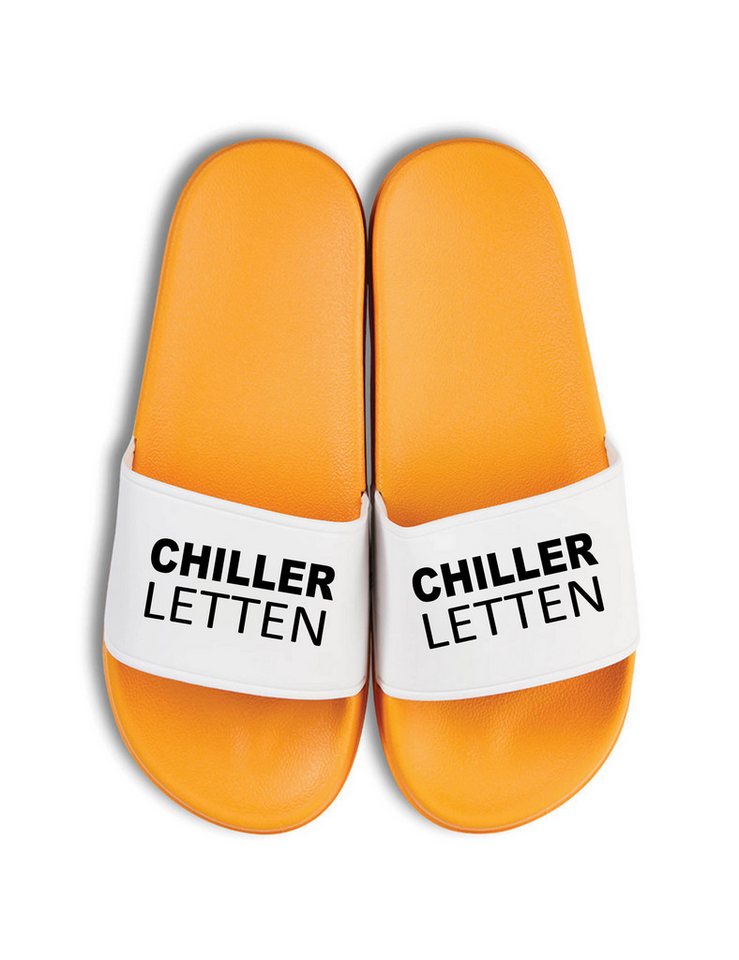 Youth Designz Herren Damen Badelatschen "Chiller Letten" Fun-Print lustig Geschenk Badeschuh mit witzigen Aufdruck für Männer und Frauen von Youth Designz