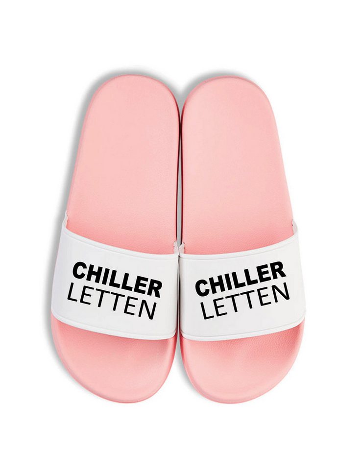 Youth Designz Herren Damen Badelatschen "Chiller Letten" Fun-Print lustig Geschenk Badeschuh mit witzigen Aufdruck für Männer und Frauen von Youth Designz
