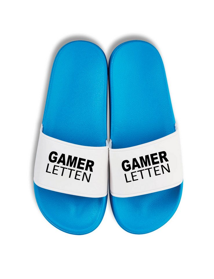 Youth Designz Herren Damen Badelatschen "Gamer Letten" Fun-Print lustig Geschenk Badeschuh mit witzigen Aufdruck für Männer und Frauen Statement von Youth Designz