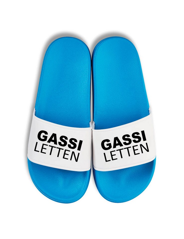 Youth Designz Herren Damen Badelatschen "Gassi Letten" Fun-Print lustig Geschenk Badeschuh mit witzigen Aufdruck für Männer und Frauen um Ein Statement zu setzen von Youth Designz