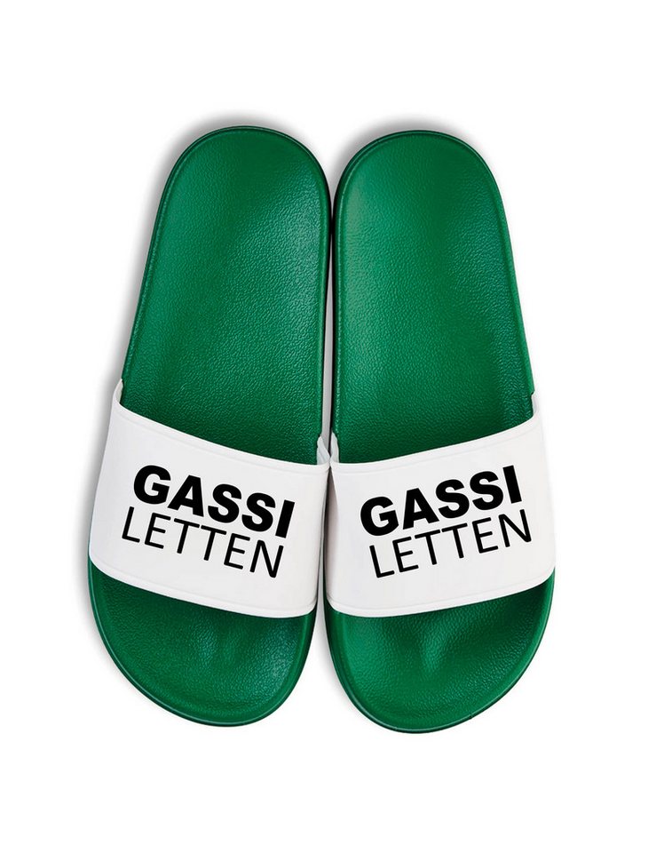 Youth Designz Herren Damen Badelatschen "Gassi Letten" Fun-Print lustig Geschenk Badeschuh mit witzigen Aufdruck für Männer und Frauen um Ein Statement zu setzen von Youth Designz