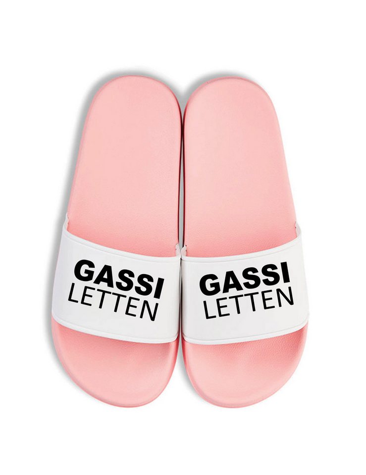 Youth Designz Herren Damen Badelatschen "Gassi Letten" Fun-Print lustig Geschenk Badeschuh mit witzigen Aufdruck für Männer und Frauen um Ein Statement zu setzen von Youth Designz