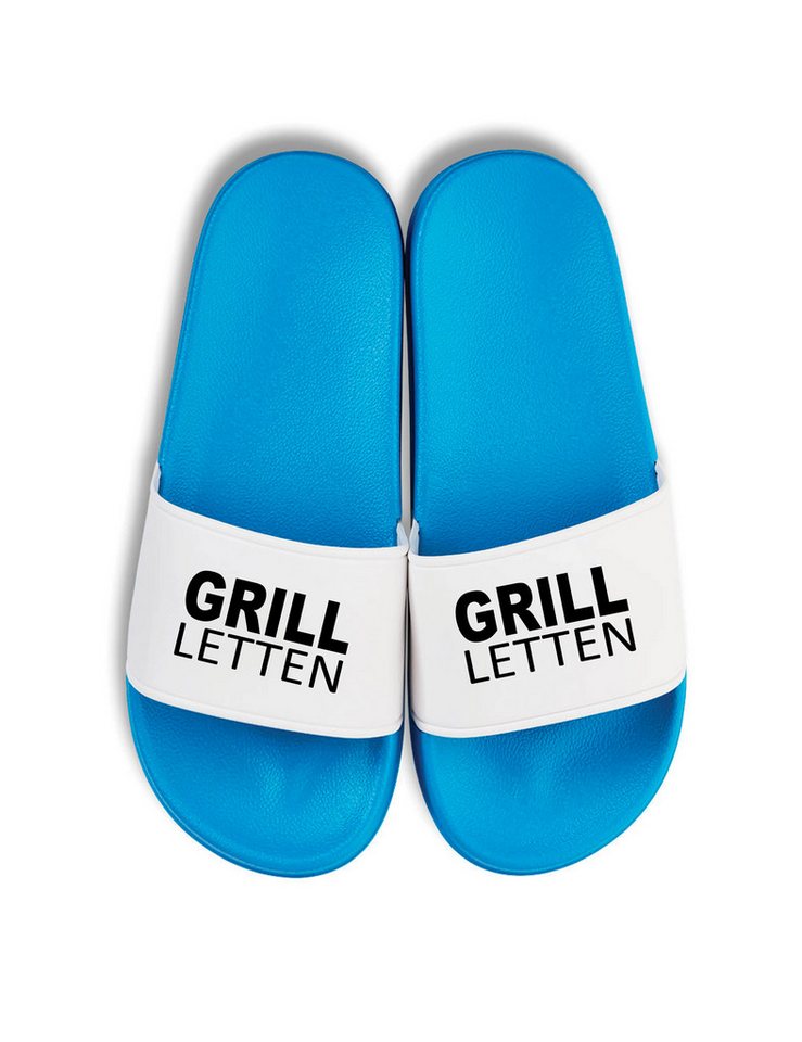 Youth Designz Herren Damen Badelatschen "Grill Letten" Fun-Print Statement Geschenk Badeschuh mit Lustigen Aufdruck für Männer und Frauen von Youth Designz