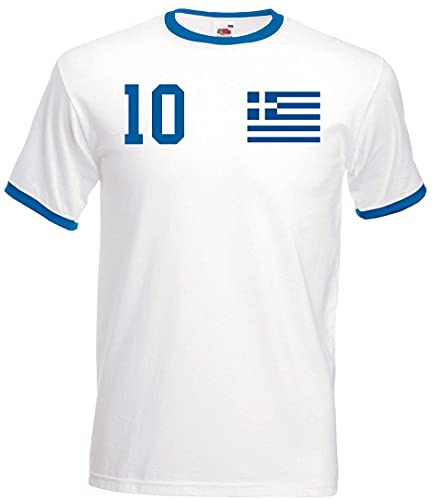 Youth Designz Herren T-Shirt Trikot Griechenland mit Wunschname + Nummer - Weiß M von Youth Designz