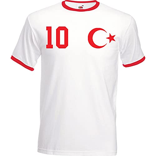 Youth Designz Herren T-Shirt Trikot Türkei mit Wunschname + Nummer - Weiß L von Youth Designz