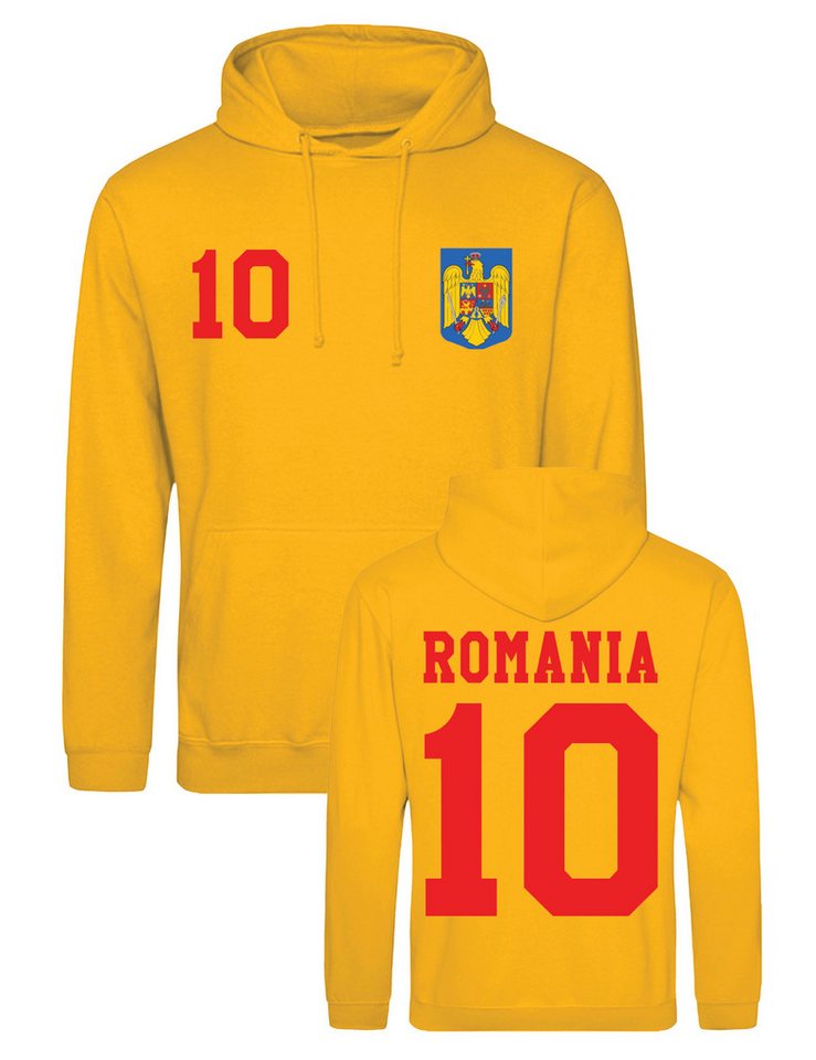 Youth Designz Hoodie Rumänien Herren Hoodie Pullover im Fußball Trikot Look mit modischem Fan Print von Youth Designz
