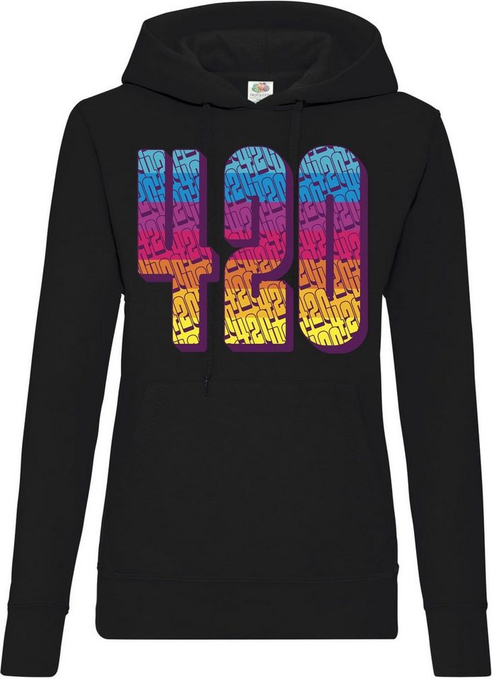 Youth Designz Kapuzenpullover 420 Regenbogen Damen Hoodie Pullover mit Trendigem Cannabis Frontdruck von Youth Designz