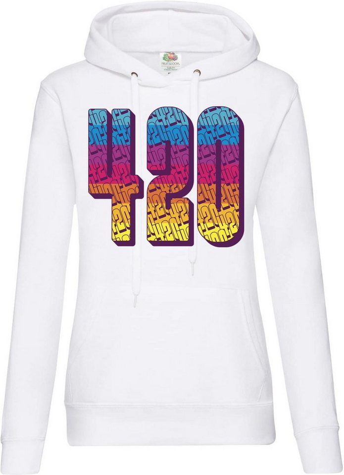 Youth Designz Kapuzenpullover 420 Regenbogen Damen Hoodie Pullover mit Trendigem Cannabis Frontdruck von Youth Designz