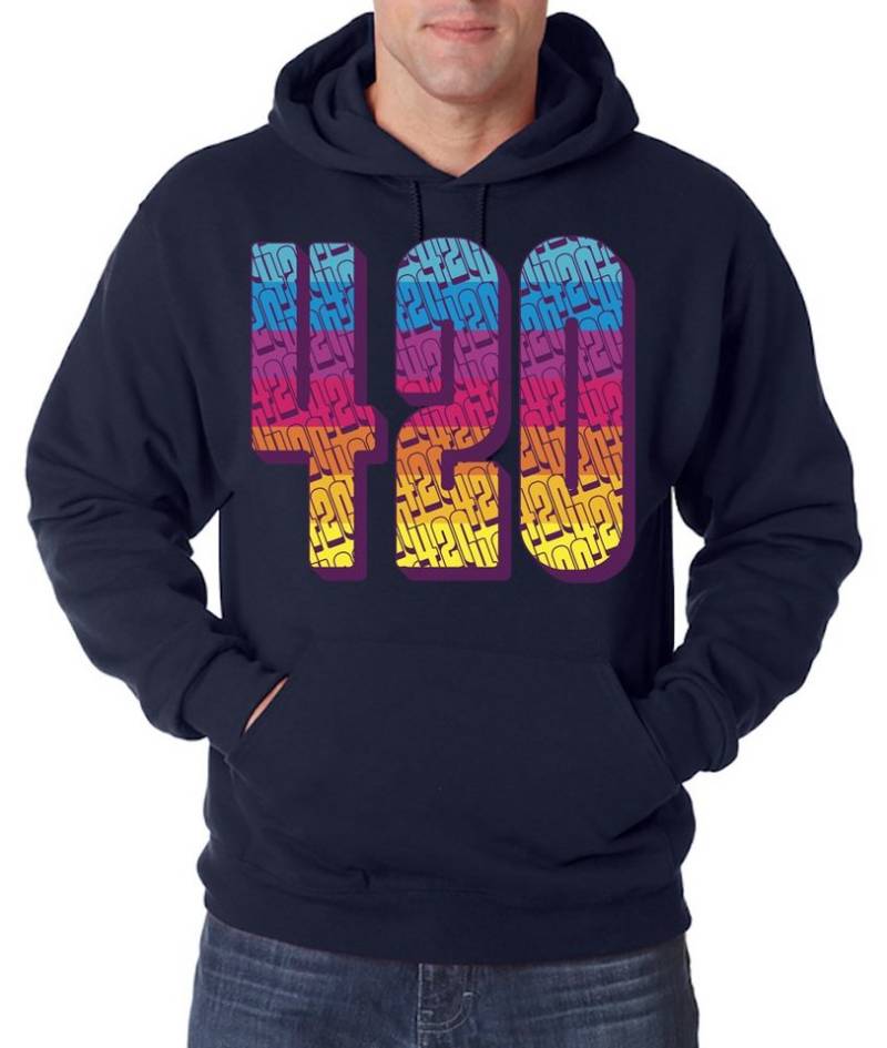 Youth Designz Kapuzenpullover 420 Regenbogen Herren Hoodie Pullover mit Trendigem Cannabis Frontdruck von Youth Designz