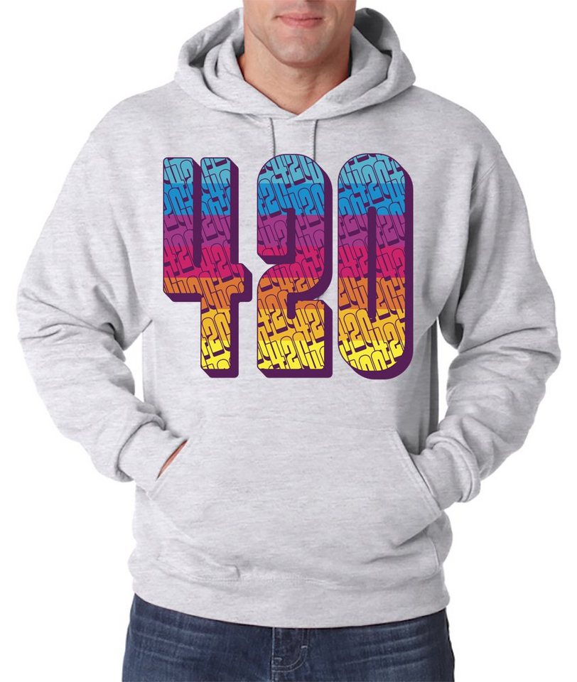 Youth Designz Kapuzenpullover 420 Regenbogen Herren Hoodie Pullover mit Trendigem Cannabis Frontdruck von Youth Designz