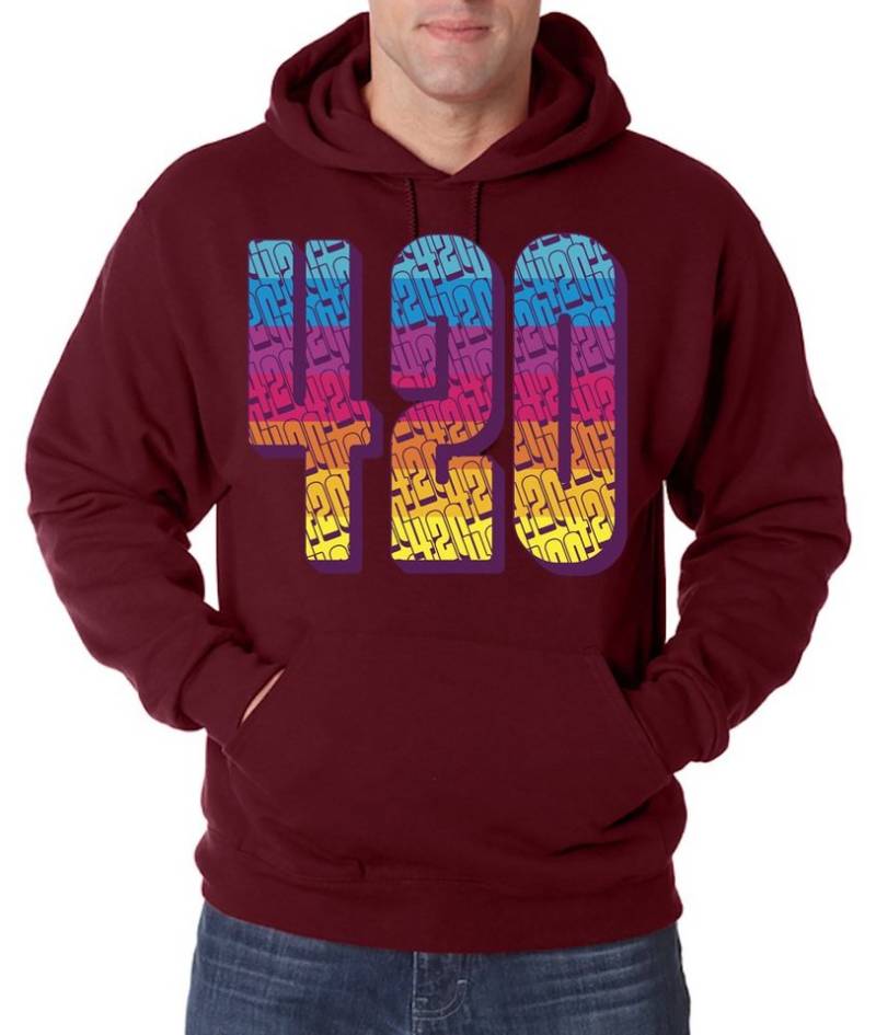 Youth Designz Kapuzenpullover 420 Regenbogen Herren Hoodie Pullover mit Trendigem Cannabis Frontdruck von Youth Designz