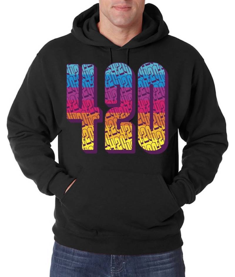 Youth Designz Kapuzenpullover 420 Regenbogen Herren Hoodie Pullover mit Trendigem Cannabis Frontdruck von Youth Designz