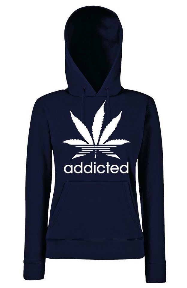 Youth Designz Kapuzenpullover Addicted Damen Hoodie Pullover mit lustigem Cannabis Frontprint von Youth Designz