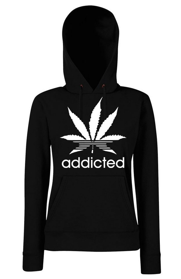 Youth Designz Kapuzenpullover Addicted Damen Hoodie Pullover mit lustigem Cannabis Frontprint von Youth Designz