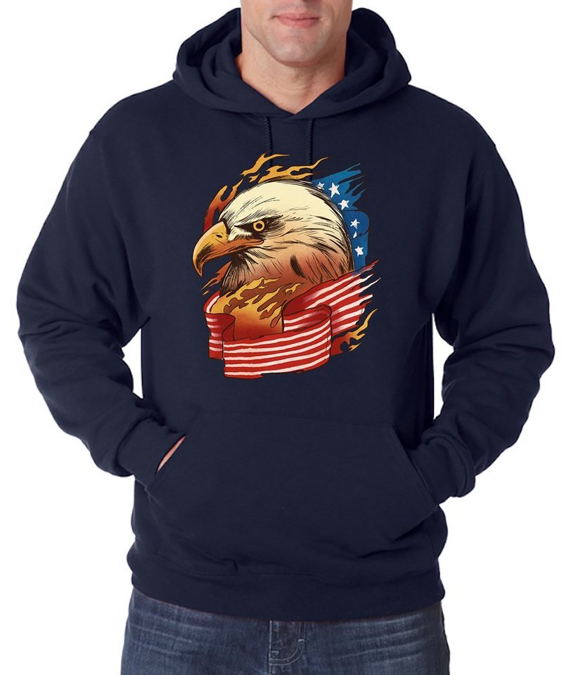 Youth Designz Kapuzenpullover Adler USA American Eagle Herren Hoodie Pullover mit trendigem Frontprint von Youth Designz