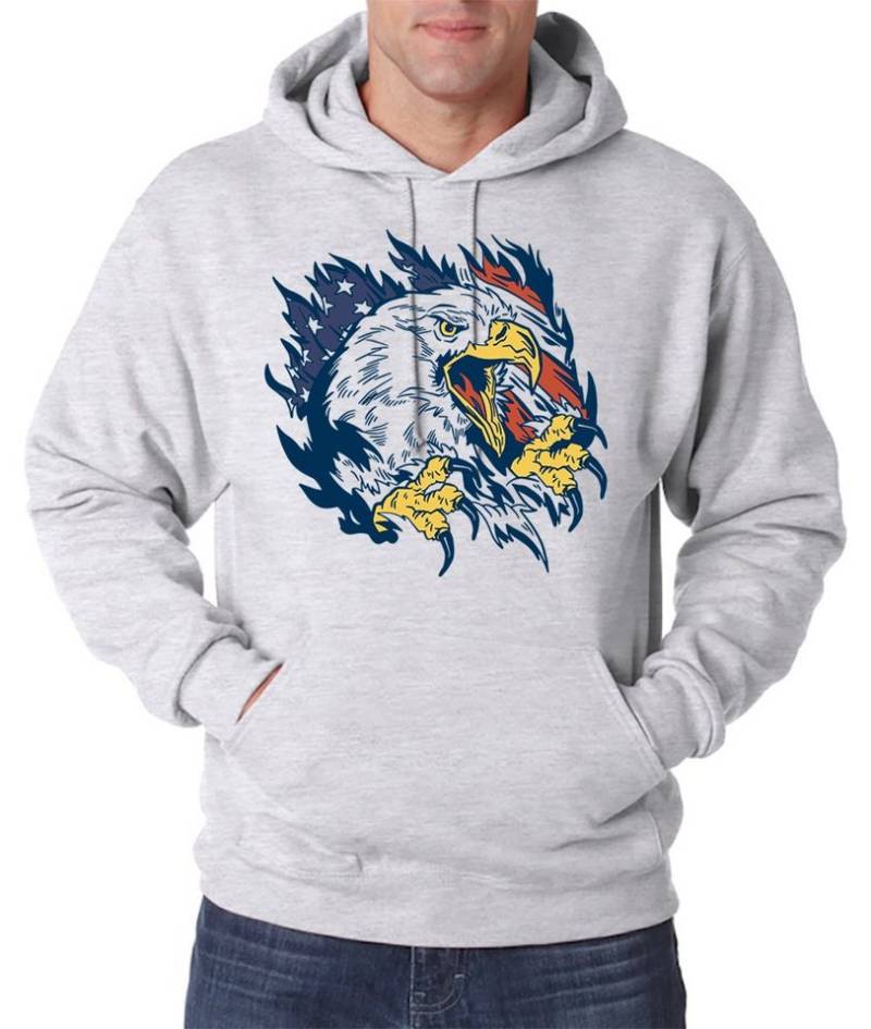 Youth Designz Kapuzenpullover Adler USA Flagge Herren Hoodie Pullover mit trendigem Frontprint von Youth Designz
