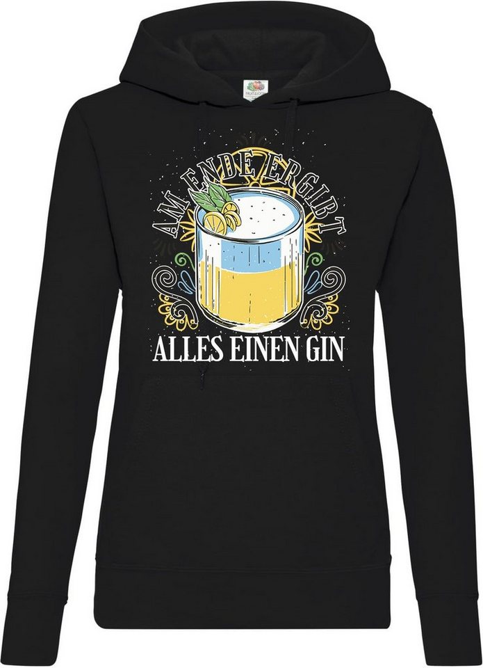 Youth Designz Kapuzenpullover Am Ende ergibt alles einen Gin Damen Hoodie Pullover mit Trendigem Gin Tonic Frontdruck von Youth Designz