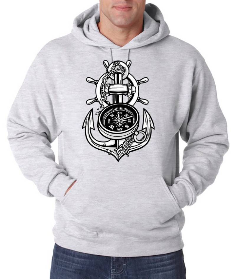 Youth Designz Kapuzenpullover Anker Kompass Herren Hoodie Pullover mit trendigem Frontprint von Youth Designz