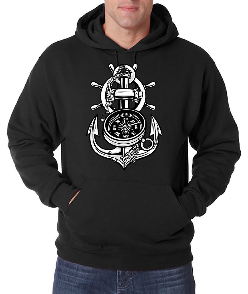 Youth Designz Kapuzenpullover Anker Kompass Herren Hoodie Pullover mit trendigem Frontprint von Youth Designz