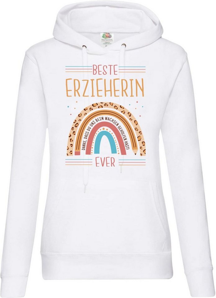 Youth Designz Kapuzenpullover BESTE ERZIEHERIN EVER Damen Hoodie Pullover mit liebem Frontdruck von Youth Designz