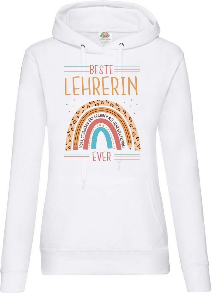 Youth Designz Kapuzenpullover BESTE LEHRERIN EVER Damen Hoodie Pullover mit liebem Frontdruck von Youth Designz