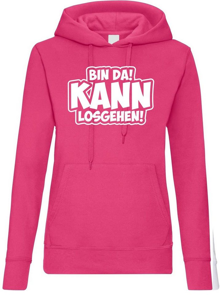 Youth Designz Kapuzenpullover BIN DA! Kann Los Gehen! Damen Hoodie Pullover mit Motivation Spruch von Youth Designz