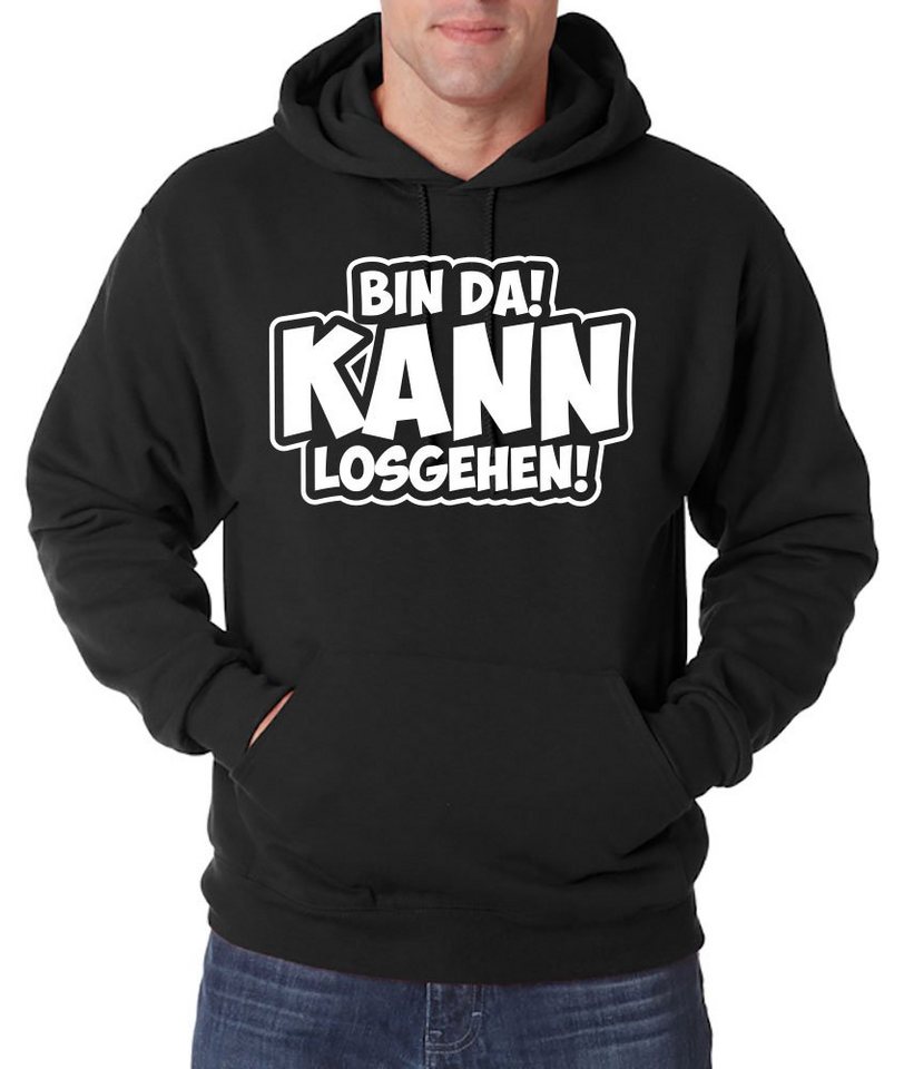 Youth Designz Kapuzenpullover BIN DA! Kann Los Gehen! Herren Hoodie Pullover mit Motivation Spruch von Youth Designz