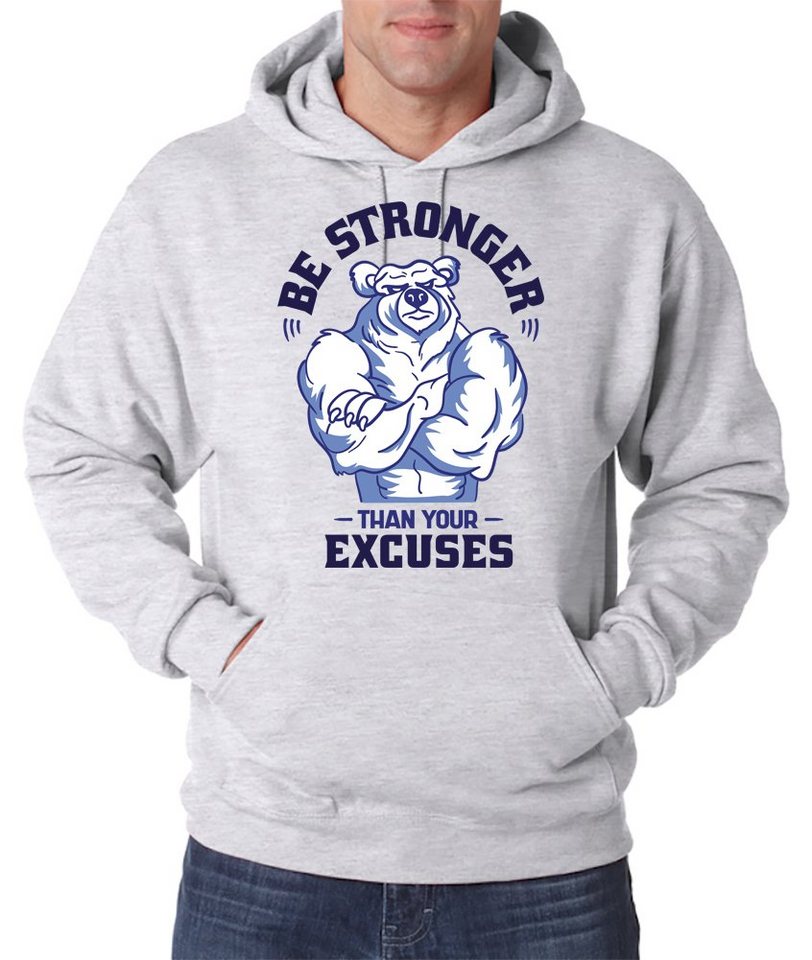 Youth Designz Kapuzenpullover Be Stronger than your Excuses Herren Hoodie Pullover mit Motivierendem Frontdruck von Youth Designz