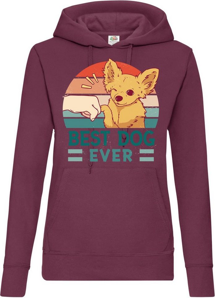 Youth Designz Kapuzenpullover Best Dog Ever Damen Hoodie Pullover mit Chihuahua Frontdruck von Youth Designz