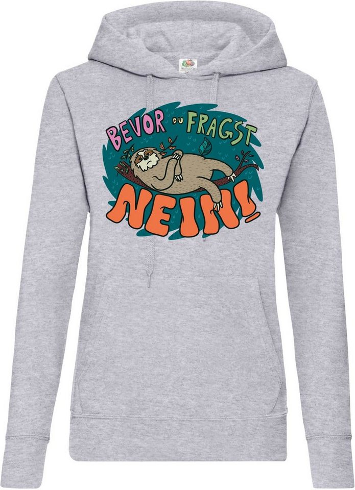 Youth Designz Kapuzenpullover Bevor du fragst NEIN Faultier Damen Hoodie Pullover mit Lustigem Frontdruck von Youth Designz