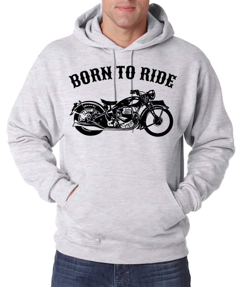 Youth Designz Kapuzenpullover Born To Ride Herren Hoodie Biker Motorrad Pullover mit modischem Spruch Aufdruck von Youth Designz