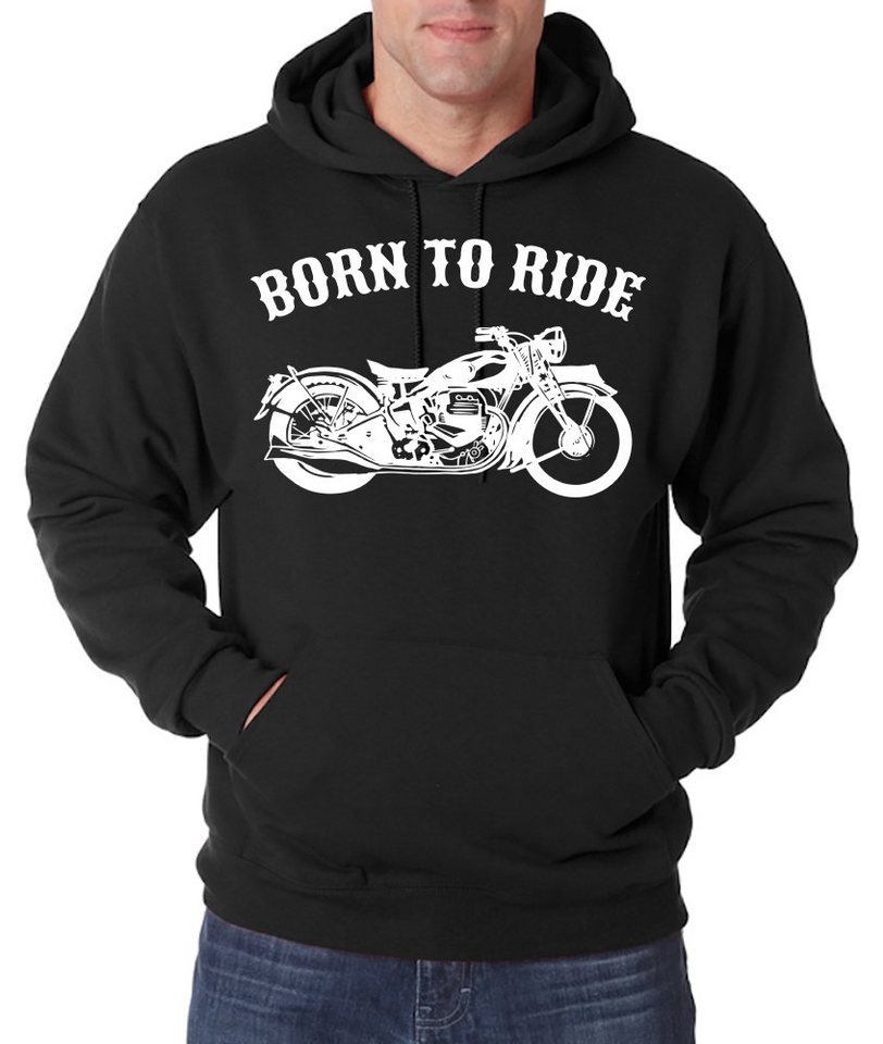 Youth Designz Kapuzenpullover Born To Ride Herren Hoodie Biker Motorrad Pullover mit modischem Spruch Aufdruck von Youth Designz