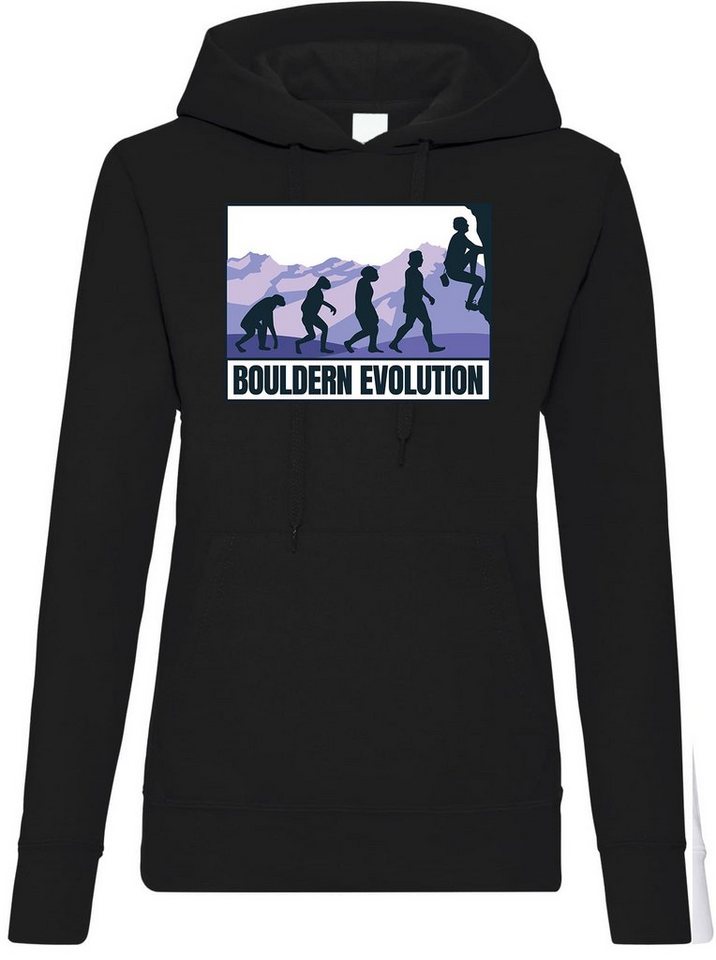 Youth Designz Kapuzenpullover Bouldern Evolution Damen Hoodie Pullover mit trendigem Frontprint von Youth Designz