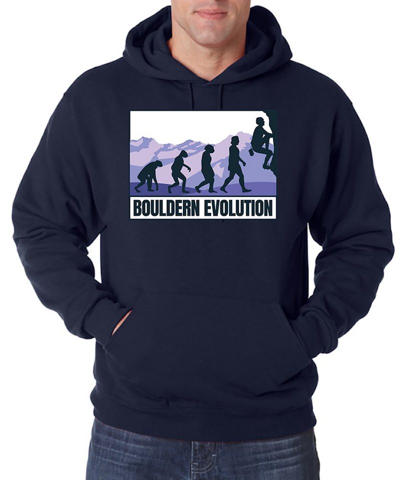 Youth Designz Kapuzenpullover Bouldern Evolution Herren Hoodie Pullover mit trendigem Frontprint von Youth Designz