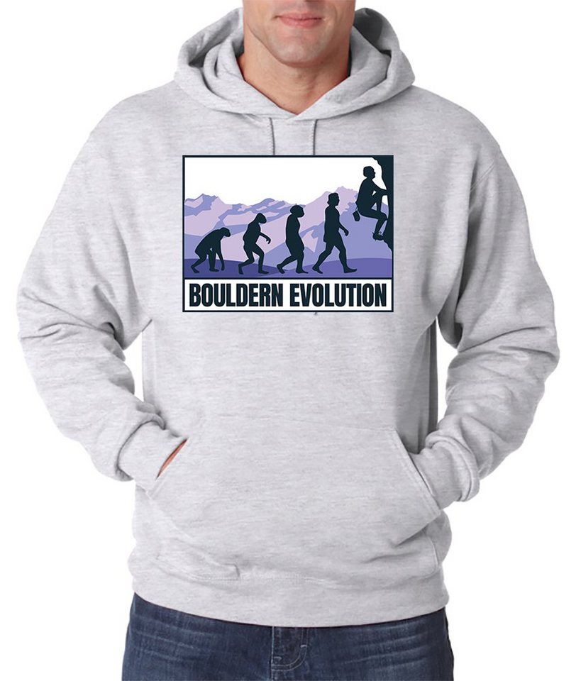 Youth Designz Kapuzenpullover Bouldern Evolution Herren Hoodie Pullover mit trendigem Frontprint von Youth Designz