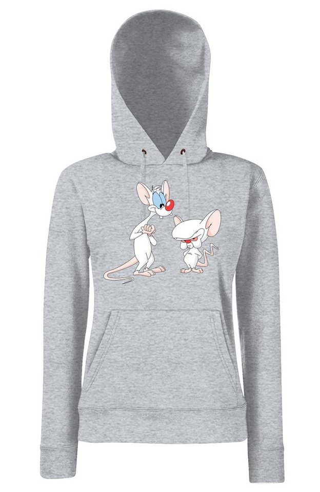 Youth Designz Kapuzenpullover Brain und Pinky Damen Hoodie Pullover mit modischem Frontprint von Youth Designz