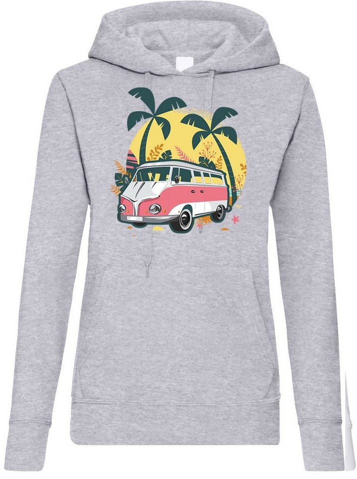 Youth Designz Kapuzenpullover Bully Bus Camping Urlaub Damen Hoodie Pullover mit trendigem Frontprint von Youth Designz