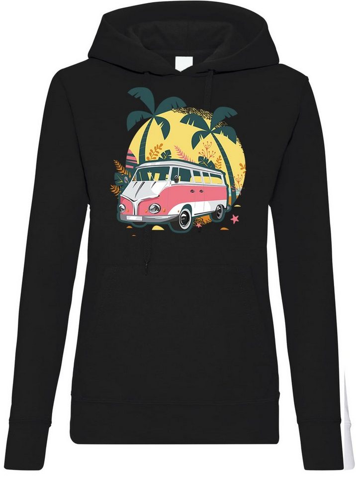 Youth Designz Kapuzenpullover Bully Bus Camping Urlaub Damen Hoodie Pullover mit trendigem Frontprint von Youth Designz