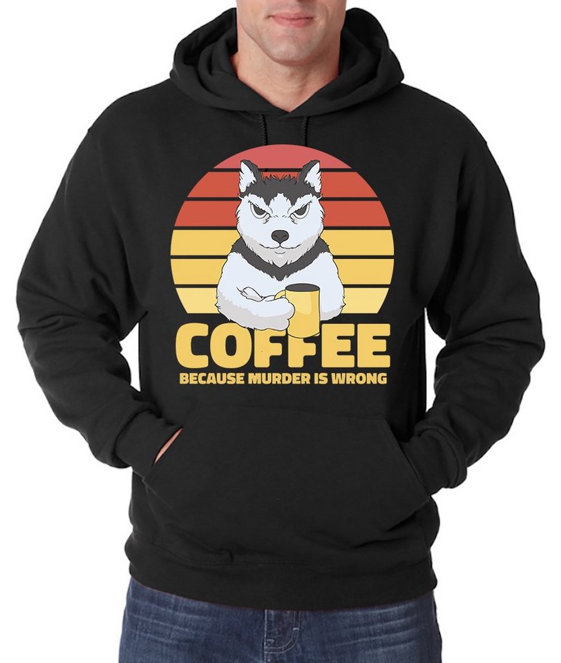 Youth Designz Kapuzenpullover Coffee, Because Murder Is Wrong Herren Hoodie Pullover mit lustigem Hunde Motiv von Youth Designz