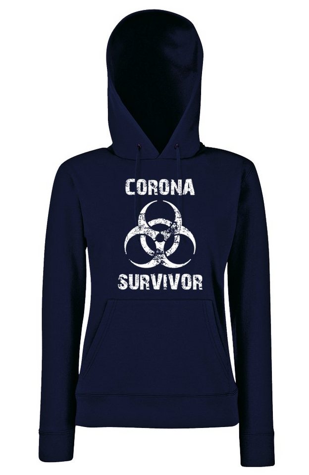 Youth Designz Kapuzenpullover Corona Survivor Damen Hoodie Pullover mit trendigem Frontprint Youth Designz Kapuzenpullover Corona Survivor Damen Hoodie Pullover mit trendigem Frontprint von Youth Designz
