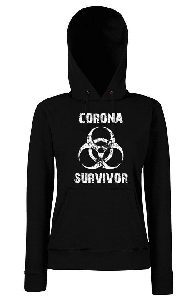 Youth Designz Kapuzenpullover Corona Survivor Damen Hoodie Pullover mit trendigem Frontprint von Youth Designz