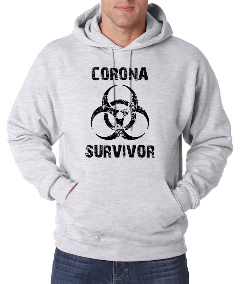 Youth Designz Kapuzenpullover Corona Survivor Herren Hoodie Pullover mit trendigem Covid Motiv von Youth Designz
