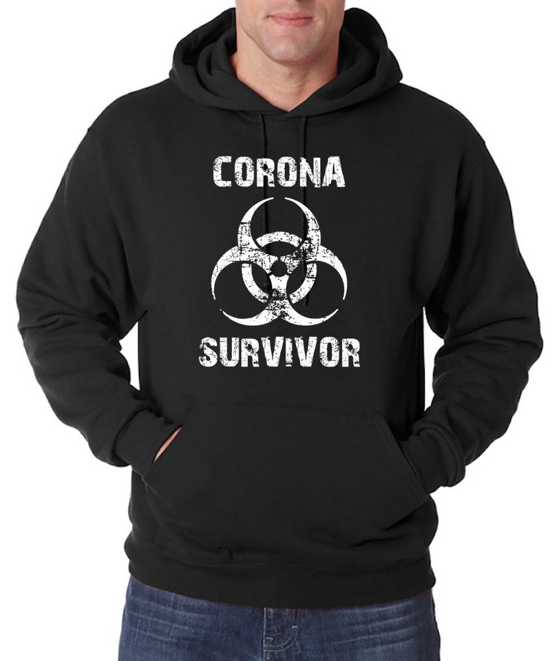 Youth Designz Kapuzenpullover Corona Survivor Herren Hoodie Pullover mit trendigem Covid Motiv von Youth Designz