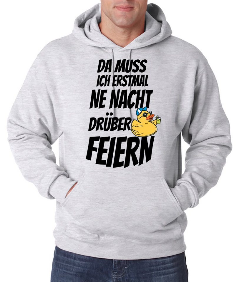 Youth Designz Kapuzenpullover DA MUSS ICH ERSTMAL NE NACHT DRÜBER FEIERN Herren Hoodie Pullover mit Trendigem Party Frontdruck von Youth Designz